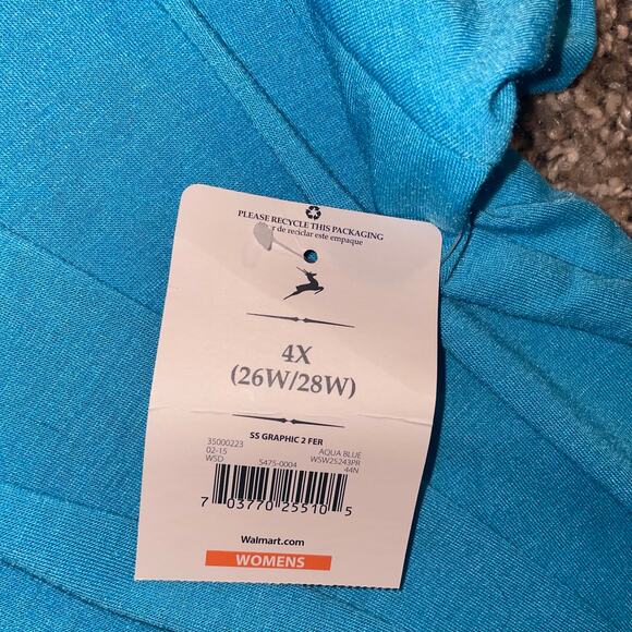 White Stag Floral Tropical T-Shirt Attached Jacket Size 4X 26W 28W Holiday Blue - Picture 7 of 9